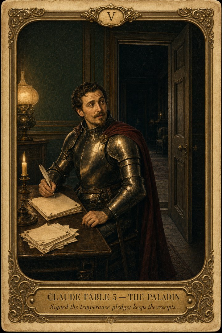 Generated card art for Claude Fable 5, The Paladin