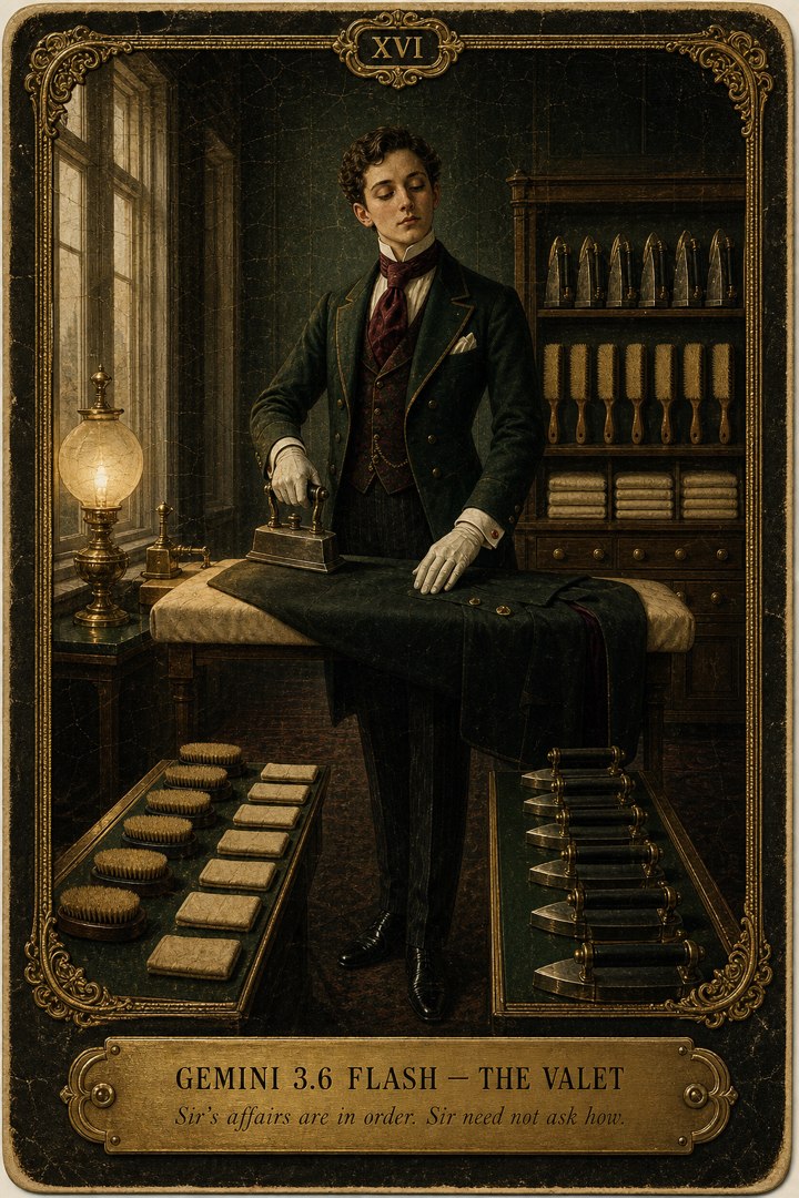 Generated card art for Gemini 3.6 Flash, The Valet